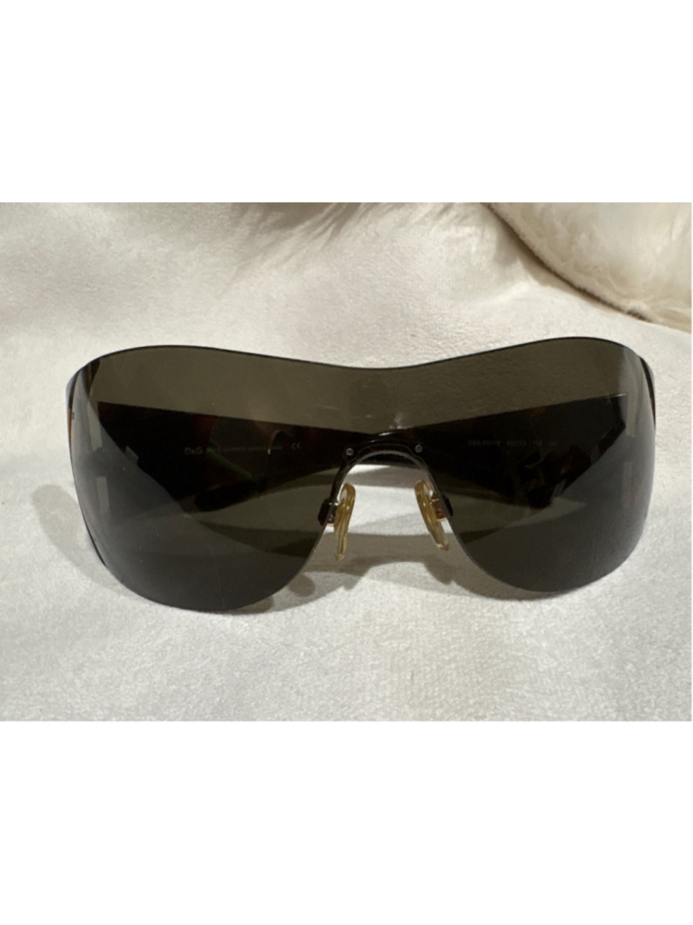 Women's D&G One Size Brown Tortoiseshell Shield Sunglasses